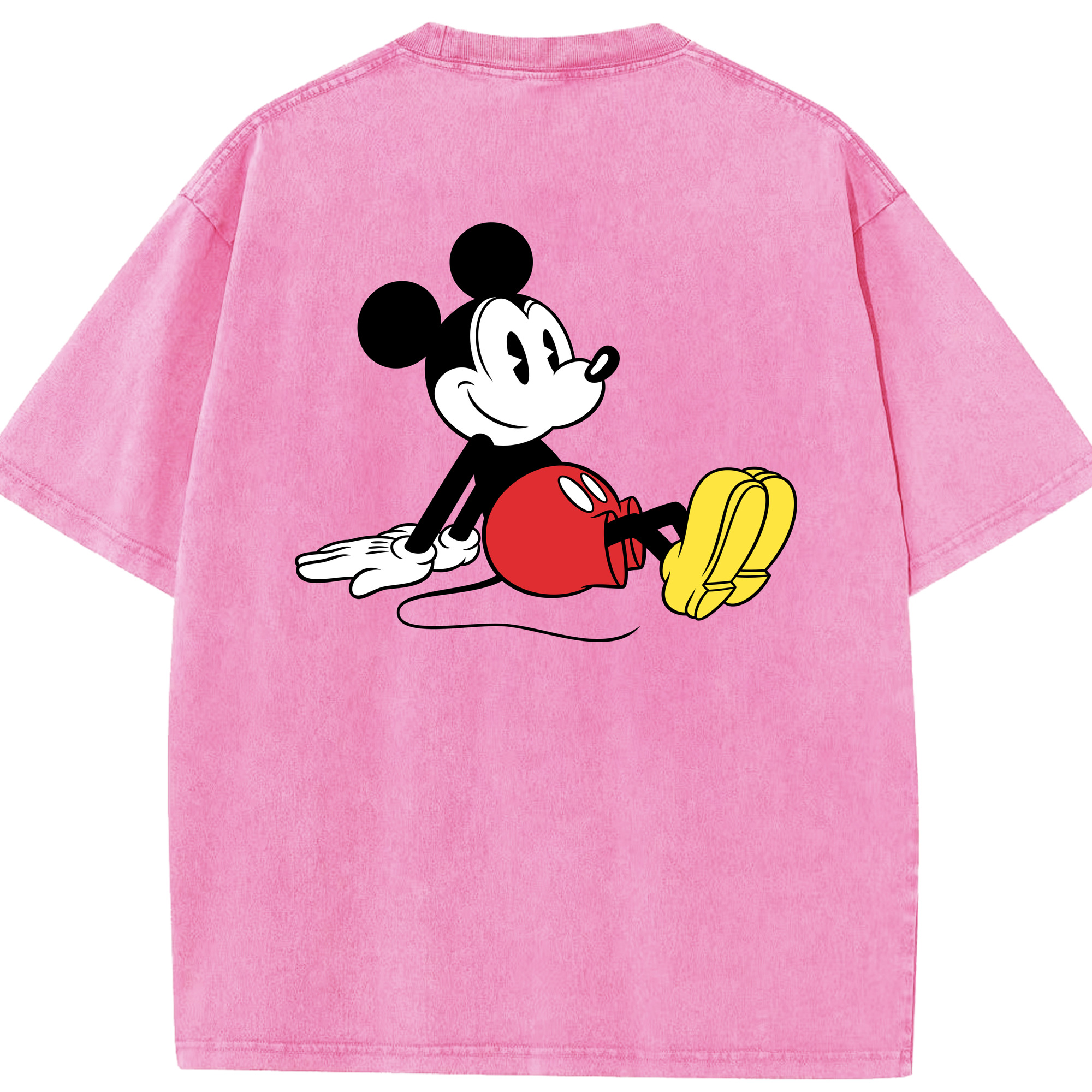 （画像用） ミッキーマウス Mickey Mouse 綿100% ヴィンテージ風 半袖Tシャツ（背面プリント）